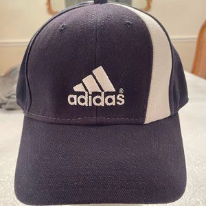 Adidas Hat Cap Men Black White Baseball Logo Spell Out 3-Stripes Golf Adjustable